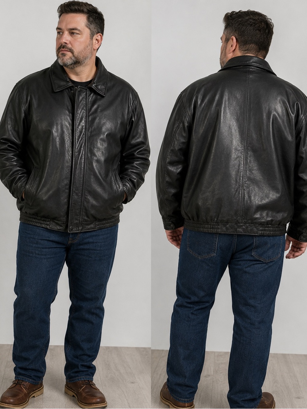 Danier Genuine Leather Bomber Jacket Men’s XL Black Removable Zip-Out Liner 🇨🇦